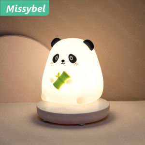กระต่ายน่ารักแพนด้า LED ไฟกลางคืนซิลิโคนสัมผัสไฟกลางคืน USB ชาร์จการ์ตูนโคมไฟตั้งโต๊ะสำหรับตกแต่งห้องเด็กของขวัญ แพนด้า