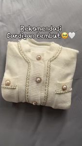 CARDIGAN RAJUTWOL RAJUT WANITA KNITWEAR KOREAN STYLE LIST FULL MUTIARA