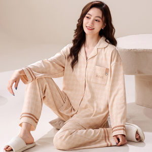 Bộ đồ ngủ nữ MiiOW bằng cotton dài tay màu trơn