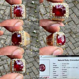 Batu Ruby Pigeon Blood Natural Diamond Ruby ring perak batu berlian eropa rubi tanzania CT 8.31