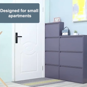 【งานศิลปะเหล็ก】ตู้รองเท้าเข้าบางเฉียบ 10 ซม.ทางเข้าบ้านตู้รองเท้าถังทิปโลหะทางเข้าความจุขนาดใหญ่พิเศษตู้รองเท้าผนังประตูทางเข้าตู้แคบ