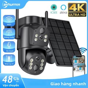 Camera Năng Lượng Mặt Trời WIFI 4K 8MP 7800mAh Ống Kính Kép Không Dây PTZ Với Tầm Nhìn Ban Đêm Màu Sắc Giám Sát An Ninh ICSEE Trong Nhà Ngoài Trời