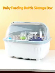 Hisoa Baby Feeding Bottle Storage Box Dustproof Milk Powder Bottle Pacifier Organizer Portable Baby Cutlery Storage Box With Lid