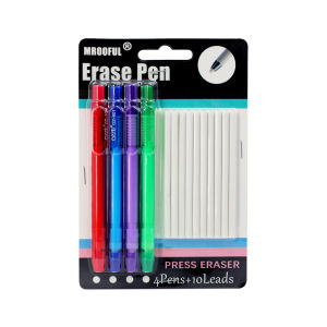 New Pen Shape Press Type Pencil Eraser Set with 10 Replaceable Corefor Sketching Writing Erase Supplies Stationery Accessories