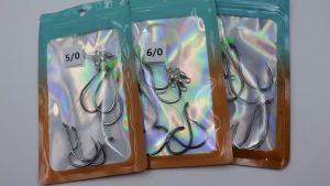Bộ 3 Dụng Cụ Câu Cá ZYZHE Với Lưỡi Câu Bạch Tuộc Đôi Màu Đen 5/0 # 6/0 # 7/0 # Dụng Cụ Câu Cá Bằng Thép Carbon Dùng Mồi Sống Cho Câu Cá Trên Thuyền Biển