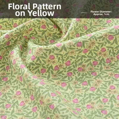 Lightweight Pure Cotton Shantung Fabric Floral Print Handmade Clothing DIY Spring Summer Autumn Winter Garden Home Crafts