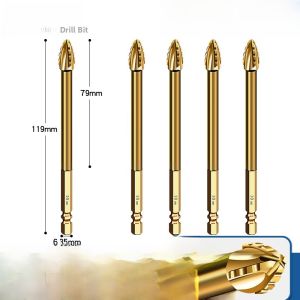 Powerful Tooth Full Tile Drill Bit for Dry Hole Drilling Specialized in Glass Concrete Cement Wall Hole Opener Hex Handle Cross Drill