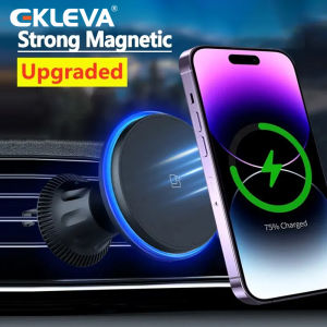 EKLEVA RGB Car Magnetic Wireless Charger For iPhone 12 13 14 15 Pro Max Mini Macsafe Car Phone Holder Stand Mount Fast Charging Station