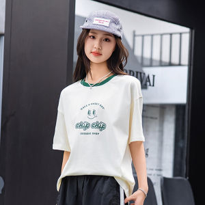 เสื้อยืดคอกลมแขนสั้นผ้าฝ้ายหลวมๆ สำหรับเด็กและเยาวชน ฤดูร้อน 2025 ใหม่ล่าสุด ทรงหลวมๆ สไตล์ลำลอง เสื้อผ้าเด็กผู้หญิง