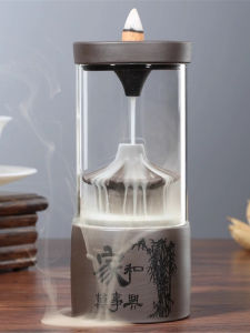 Antique Style Incense Burner Home Decor Purple Clay Glass Windproof Cover Tea Room Zen Spirit Fragrance Grain Offering Piece