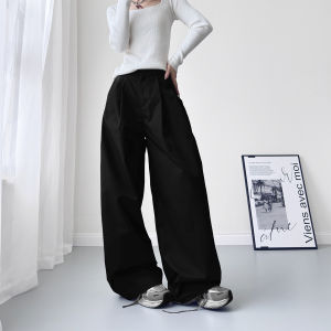 High Waist Pleated Wide Leg Suit Pants Womens Lazy Style Autumn New plus Size Slimming Pants Casual Comfortable Trousers