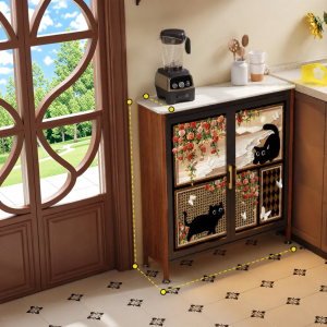MEISD | Steel Wood Multipurpose Kitchen Cabinet