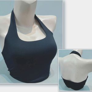 Áo croptop yếm nhún lưng thể thao nữ tập gym yoga pickleball kèm mút thun poly co giãn 4 chiều BINSPORTS A336