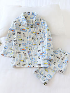 Pure Cotton Flannel Long Sleeve Childrens Sleepwear Set a Class Thin Air Conditioning Home Clothes for Boys Cute Little Dog