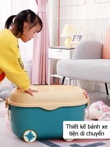 [HCM] Thùng Đựng Đồ Chơi Bằng Nhựa Hộp Cất Đồ Chơi Có Bánh Xe Hình Vịt Heo Cho Bé
