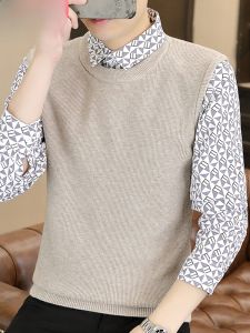 HENGYUANXIANG | เสื้อสเวตเตอร์คอโปโลผู้ชาย ทรงหลวม แขนยาว ปกโปโล พิมพ์ลาย แฟชั่นฤดูใบไม้ผลิและฤดูใบไม้ร่วง เสื้อคลุมกันหนาวแบบสวมหัว