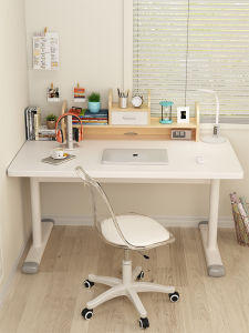Minimalist Modern Childrens Bedroom Computer Desk Raisable Simple Small Size Writing Workstation for Girls Artificial Board