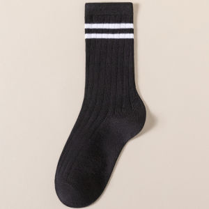 Women Fashion Socks Classic Striped Solid Colors Breathable Cotton Long Socks Japanese Korean Style Trendy Casual Sports Socks