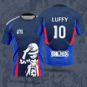 Bandai | Summer 2026 One Piece Luffy "straw Hat Silhouette" Cool Football Theme 3D Printed Breathable T-shirt Adult Parent-child Top