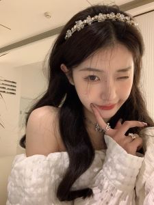 Niceruru Luxury French Crystal Hairband Womens Birthday Headwear Hair Hoop Hairpin Hair Accessory Korean Style  out