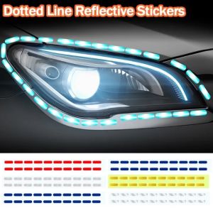 5Pcs Car Reflective Sticker Laser Color Dashed Line Body Wheel Decal DIY Motorcycle Night Driving Safety Luminous Sticker Auto Decoration