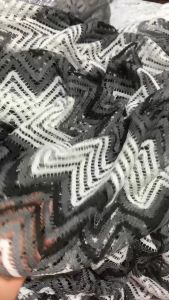 1 Mét Vải Ren Chỉ Hoạ Tiết Ziczac Trắng Xám Đen Khổ 1m6 Hàng Công Ty