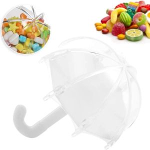 12Pcs Mini Plastic Umbrella Shaped Candy Container for Wedding Birthday Party Favors Baby Shower Decoration Gift Candy Boxes