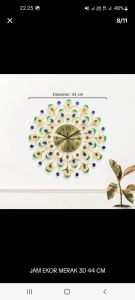 Jam Dinding Diamond Daun Biru 81cm jam dinding Aesthetic Hiasan Dinding DIY Ruang Tamu mewah