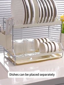Stainless Steel Dish Dryer Rack Countertop Kitchen Dish Rack Cup Holder With Accessory