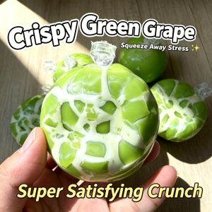 Crispy Green Grape Squeeze Ball Crunch Shell ASMR Squishy Toy Stress Relief Decompression Desktop Novelty Gift