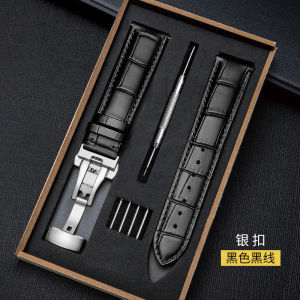 Genuine Leather Strap with Wooden Box Watch Band Butterfly Clasp Bracelet 18mm 20mm 22mm 24mm Wrist BandWatch Accessories