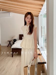High-End Chinese Style Womens Half-Length Skirt and Top Set Summer Sleeveless Blouse Polyester Material Fashionable Two-Piece Set