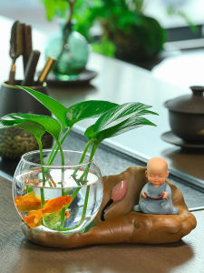 New Small Monk Home Tea Table Living Room Decorations Office Desktop Small Display Hydroponic Flower Pot Creative Resin Craft