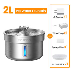ROJECO Stainless Steel Crown Shape Cat Water Fountain Automatic Circulating Pet Drinking Dispenser Multi Layer Filter Water Feeder for Kitten Puppy