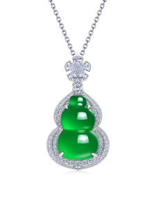 AILEQ | Natural Jade Vivid Green Necklace Jade Pendant