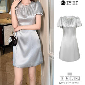 ZYHT EraVogue Womens Dresses Grey Dresses A-Shape Dresses Satin Dresses Work Dresses Hiso Dresses Vintage Dresses Work Dresses Party Dresses Evening Dresses 9848