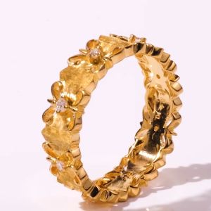 Chow Sang Sang 周生生 Gold Rhyme 999.9 24K Gold Cultural Blessings Blossoms Floral Gold Ring for Women (Size: 14 Diameter 16.9mm) 95102R