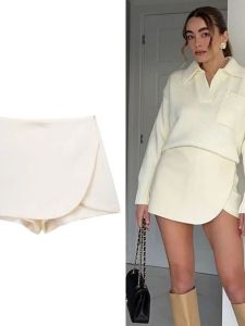 Asymmetrical Casual Shorts Skirt High Waist A-Line Mini Dress Solid Color Versatile High Waist Short Skirt for Young Women