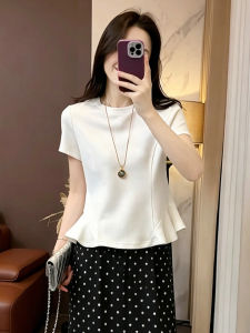 TIANQIANHUI | Áo Thun Tay Ngắn Dáng Xòe Vai Trễ