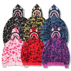 BAPE x PUBG Shark Camouflage Sweatershirts Ape Head Hoodies Jacket For Men Women Letter Print Zip Sports Shirt Camouflage Camo Stitching Hoodies