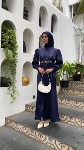 Daksha Dress Bridesmaid Kondangan Wisuda Gamis Polos Pesta Modern Mix Payet