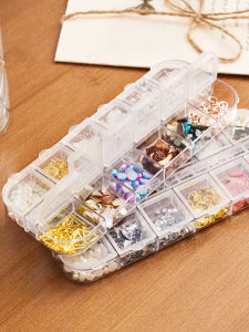 Nail Beauty Tool Box 12 Grid Long Box Jewelry Box Dried Flower Box Diamond Box Plastic Strip Jewelry Storage Set
