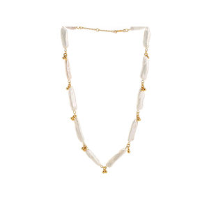 สร้อยคอไข่มุกธรรมชาติ Melisa&Rosella โซ่เสื้อกันหนาวแบบยาว โซ่ไข่มุกบาร็อคแบบไม่สมมาตร โซ่ไข่มุกแบบเรียบง่าย สร้อยคอแบบเรียบง่าย