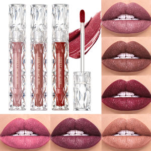 QIBEST กันน้ํา Diamond Shimmer Glitter Lipgloss Matte Liquid ลิปสติก Shiny Pearl Lip Glaze Long Lasting LipTint ผู้หญิงแต่งหน้า