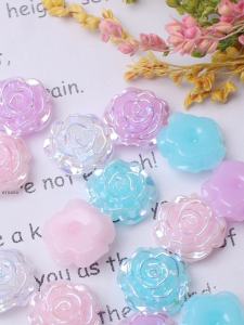 ลูกปัดเรซินสีชมพู 15 มม. 15 ลูกปัด ลูกปัดเรซินสำหรับทำเครื่องประดับ DIY ลูกปัดเรซินสำหรับตกแต่งเครื่องประดับ