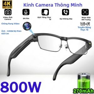 Kính Thông Minh AI 4K Với Trợ Lý Giọng Nói Pin 270mAh Camera HD 800W Video 1200P Gọi Bluetooth Kính Râm Dùng Hàng Ngày