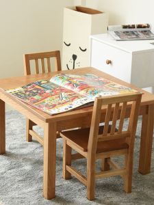 Childrens Handmade Solid Wood Dining Table And Chairs Set Small Square Table And Chair Oak Elm Middle School Students Table Set