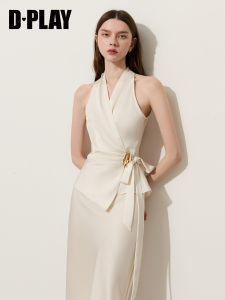 D-PLAY | Elegant V-Neck Waist-Slimming Ruffle Belted Blouse