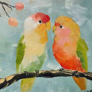 Tranh uyên ương mùa xuânTranh treo tường dán tường phong thủy tình yêu.CGI-923