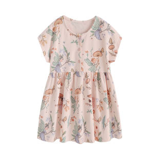 Short Sleeve New Design 3-8T Summer Girls Dresses Fairy Tale Buttons Party Birthday Frocks Childrens Costume Baby Dresses